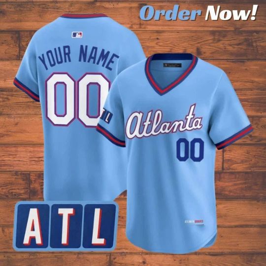 Custom Braves Powder Blue 2026 City Connect Football Jersey