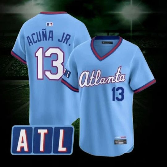 Ronald Acuna Jr#13 Braves Powder Blue 2026 City Connect Football Jersey