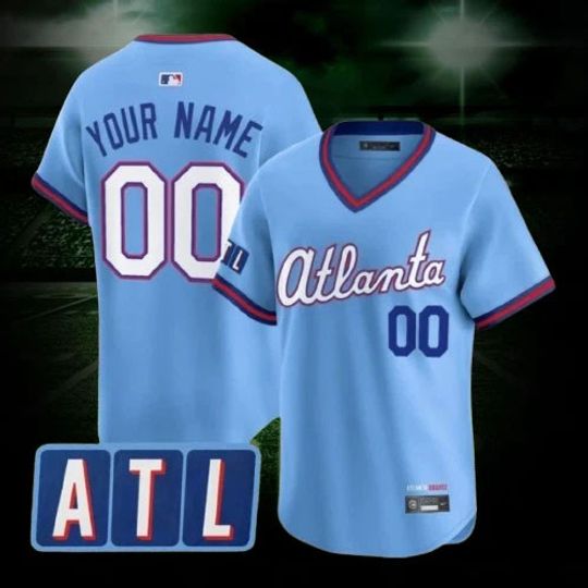 Custom Braves Powder Blue 2026 City Connect Football Jersey