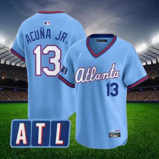 Ronald Acuna Jr#13 Braves Powder Blue 2026 City Connect Football Jersey
