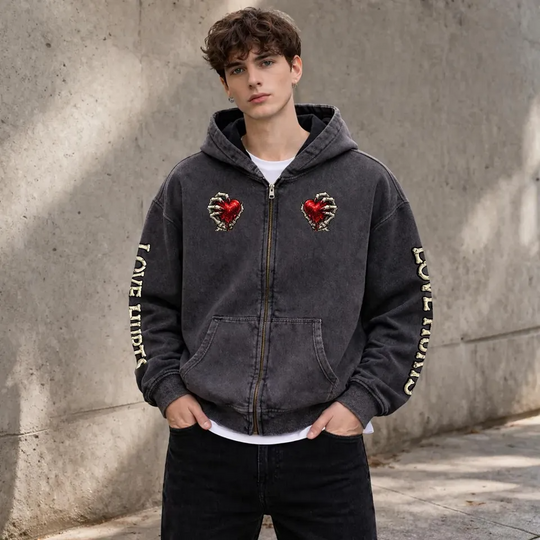 Explore Fleece-Lined Vintage Wash Zip Hoodies