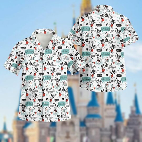 Discover Mickey Hawaiian Shirt, Disney Mouse Button Shirt, Short Sleeve Shirt, Mickey Summer Shirt, Button Down Shirt