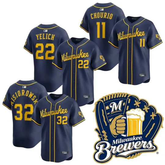 Discover Men's/Youth Brewerss Navy City Connect Commemorative Printed Jersey