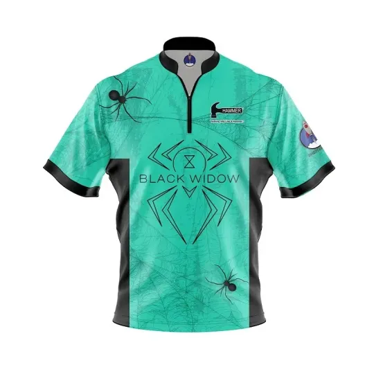 Discover Hammer Black Widow Teal Bowling Jersey - USA Size