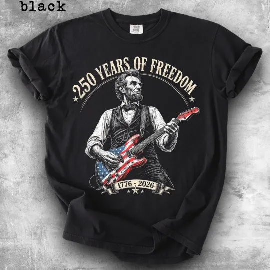 Discover President Abe Lincoln Playing Guitar T-Shirt, Funny History Gift
