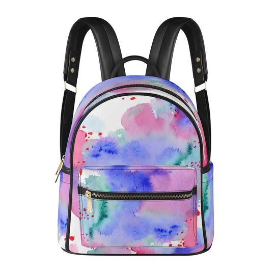 Watercolor PU Leather Miniature Backpack