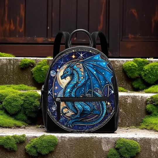 Mystical Dragon Mini Backpack: PU Leather Women's Purse