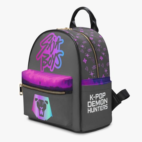 Dark Gray Kpop Anime Mini Backpack  Neon Idol School Bag