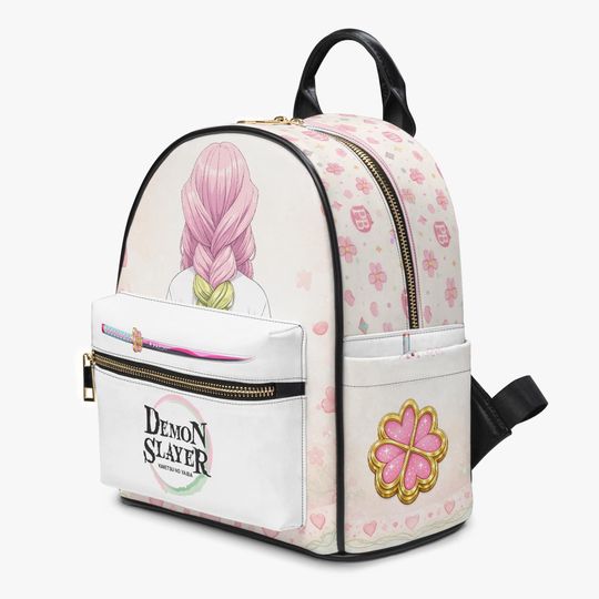 Slayer Inspired Backpack  Pink Floral Anime School Bag, Cosplay Travel Bag