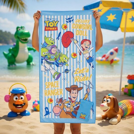 Discover Personalized Toy Story Characters Beach Towel, Toy Story Movie Towel, Gift For Boy Or Girl, Magic Kingdom Bath Pool Towel, Family Trip Towel