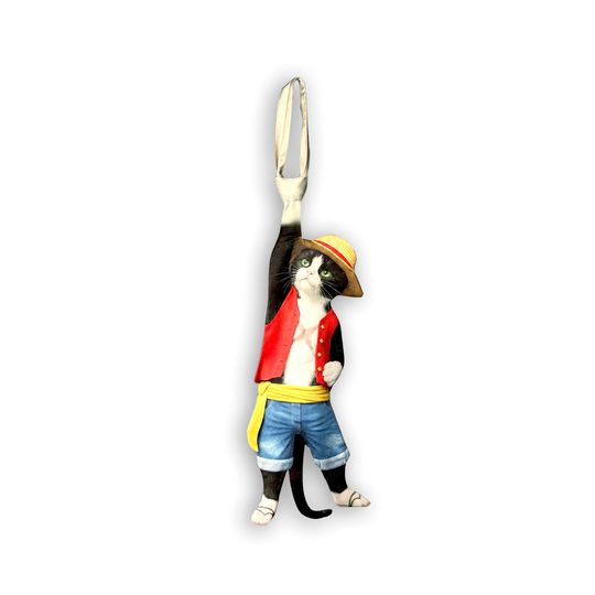Luffy Cat One Piece Tie, Anime Cat Necktie, Straw Hat Gift, Father's Day Gift, Men Tie