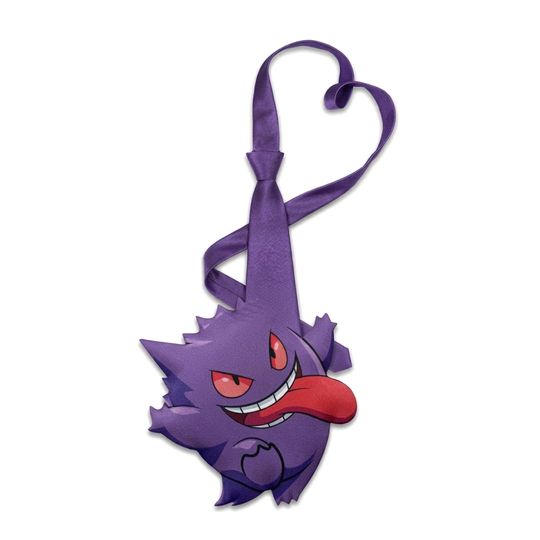 Gengar Silk Necktie Purple Ghost Pocket Monster Anime Tie for Men Unique Gengar Gift Cosplay Wedding Prom Novelty Purple Tie