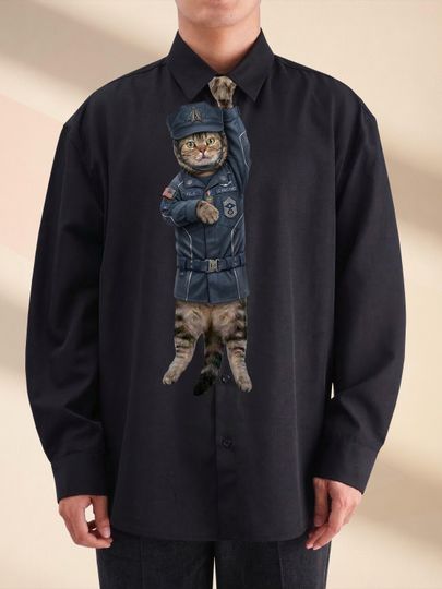 Discover Custom Military Cat Tie for Dad, Funny Army Cat Necktie, Personalized Veteran Day Gift for Men, Unique Tactical Soldier Cat Accessories