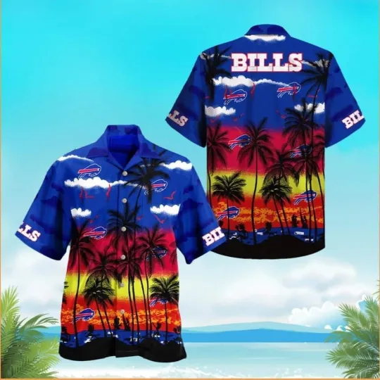 Discover Buffalo Football Team Billss Hawaiian Shirt Palm Leaves Pattern Summer Beach Gif