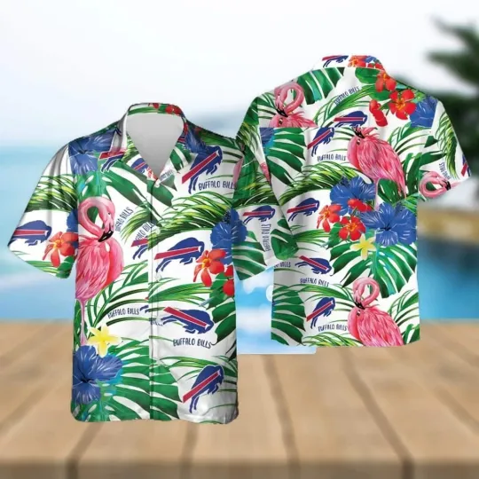 Discover Buffalo Football Team Billss Hawaiian Shirt Flamingos Tropical Leaves Summer Gif