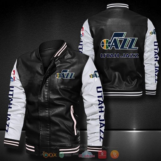 Discover NBA Utah Jazz Black White Leather Varsity Jacket