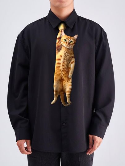 Discover Basic Pet Tie  Naughty Cat Graphic Tie, Funny Tie, Novelty Tie