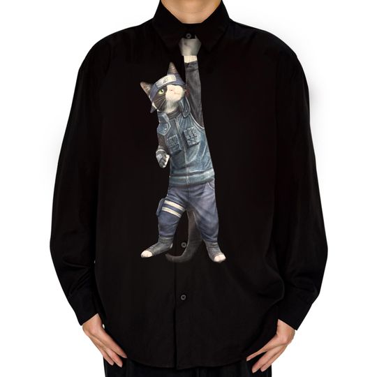 Discover Cat Ninja Tie  Anime Inspired Necktie, Funny Cat Gift for Men, Cool Novelty Tie