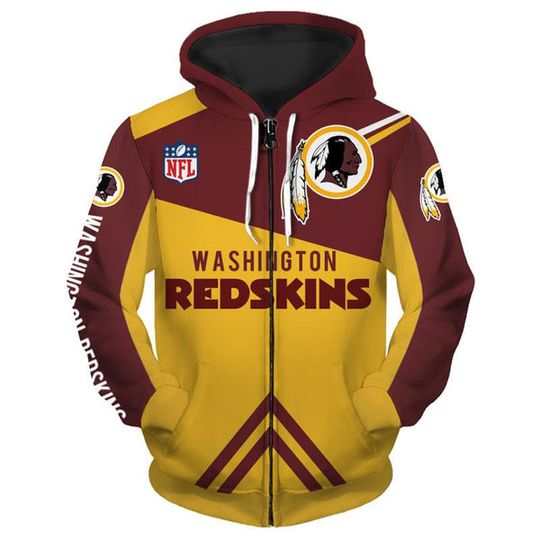 football Washington Redskins Golden Brown Zip Up Hoodie