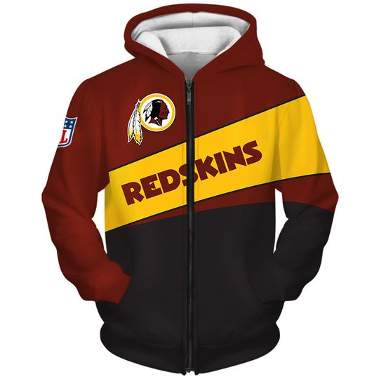 football Washington Redskins Long Sleeve Zip Up Hoodie