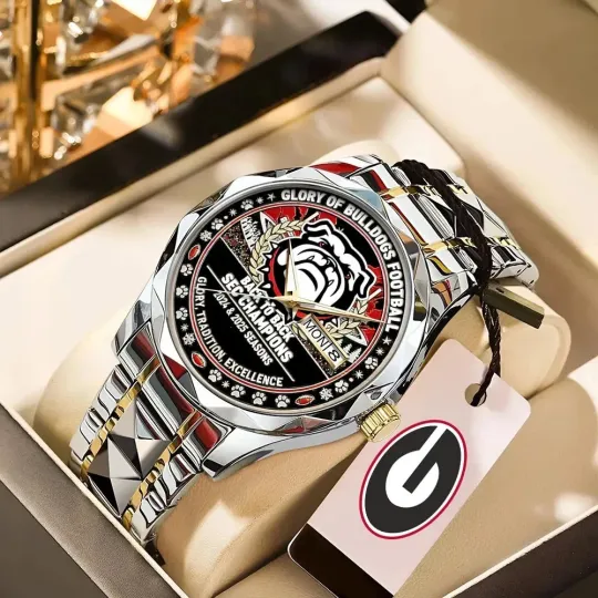 Discover Bulldogs Football 2025 SEC Champions Alloy Luxury Quartz Watch