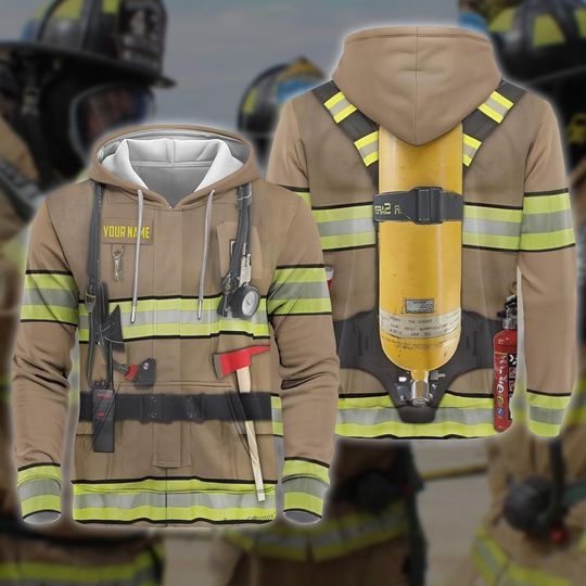 Discover Personalized Firefighter Uniform 3D Full Over Print Hoodie, Firefighter Cosplay Shirt, Firefighter Halloween Costume Hoodies