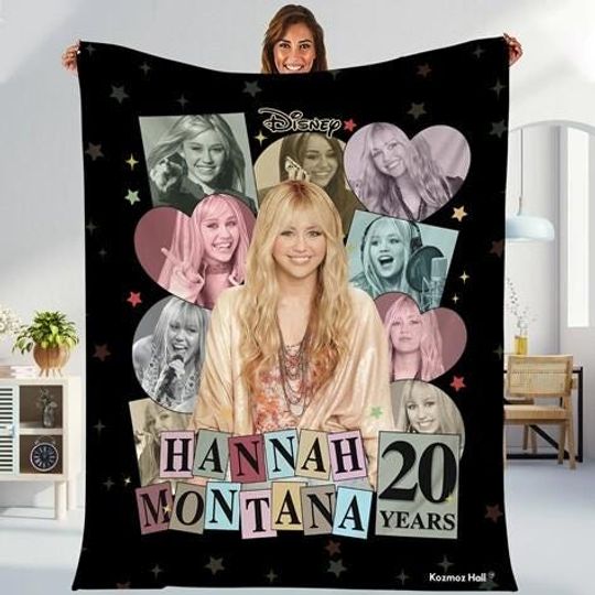 Discover Hannah Montana 20th Anniversary Blanket, Disneyland Channel Hannah Montana Blanket, Pop Star Magic Kingdom, Disneyland Family Trip Blanket