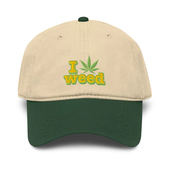 Discover Embroidered Garment Washed Baseball Cap I Love Weed Pot Herb