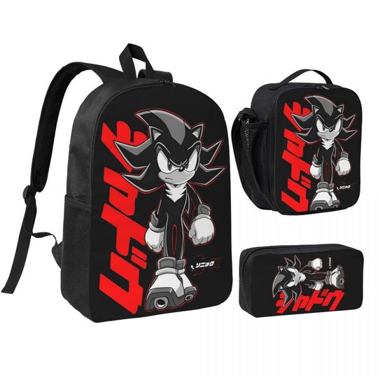 Sonices Backpack Set for Teenagers, Includes Backpack, Lunch Bag, and Pencil Case for School and College