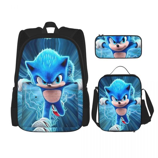Discover Sonices  Movie 3pecs/set Backpack for Student Video Game Laptop Computer Daypack Lunch bag Pencil Case
