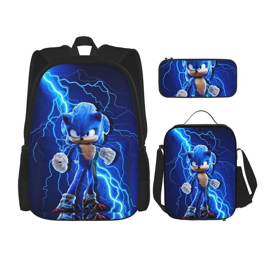 Discover Sonices  Movie 3pecs/set Backpack for Student Video Game College Canvas Bags Lunch bag Pencil Case
