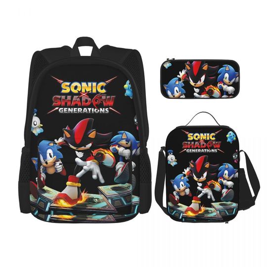Sonices Art 3-Piece Backpack Set for Teenagers Canvas Lunch Bag and Pencil Case