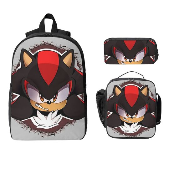 Shadow The Hedgehog Backpack Set for Students - School Bag, Laptop Shoulder Bag, Lunch Bag, Pencil Case