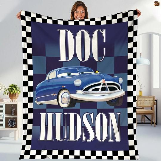 Disneyland Doc Hudson Fleece Blanket, Disneyland Pixar Cars Movie Blanket, Disneyland Movies Blanket, Birthday Gift