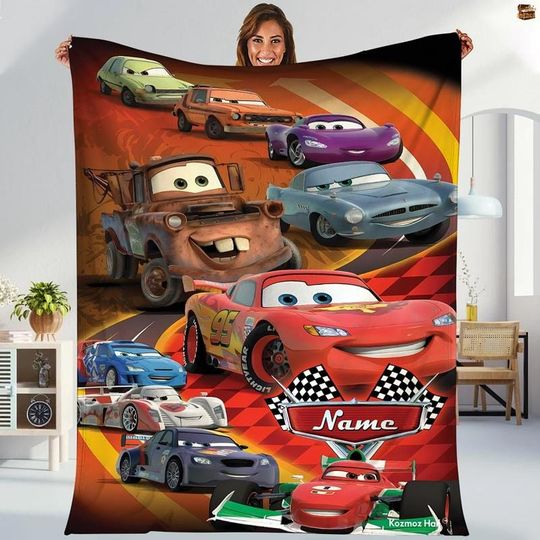Personalized Disneyland Cars Blanket, Lightning McQueen Tow Mater Fleece Blanket, Cars Disneyland Blanket, Custom Disneyworld Blanket