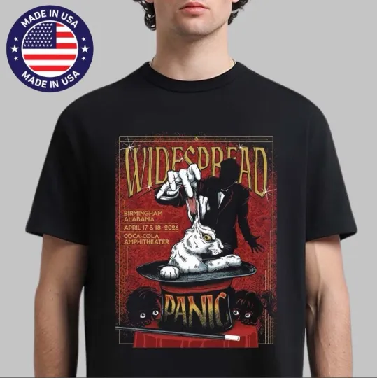 Discover Widespread Panic Birmingham 2026 T-Shirt - Rabbit Outta Hat Event Poster Art