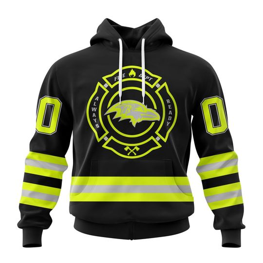 football Baltimore Ravenss Custom Name Number Special FireFighter Uniform Pullover Hoodie