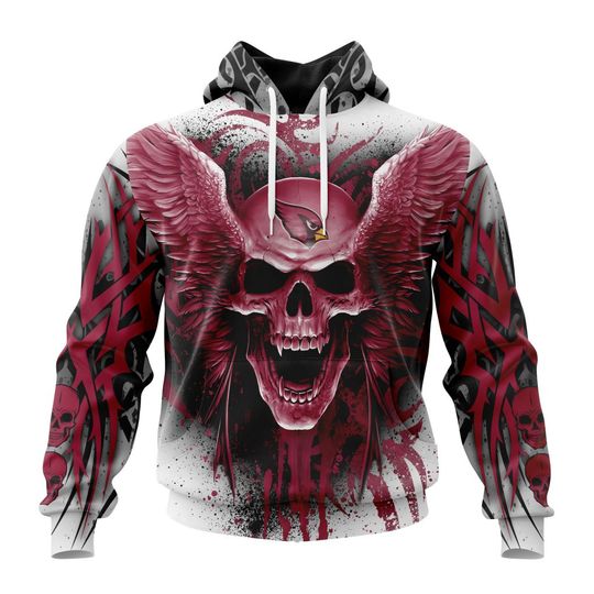 Discover football Arizonna Cardinals Kits With Skull Pullover Hoodie