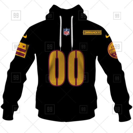 Discover football Washington Commanders Custom Name Number Black Alternate Jersey Pullover Hoodie