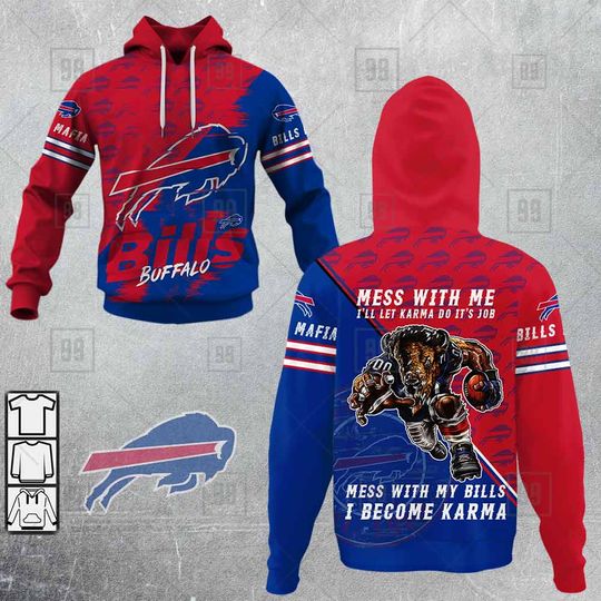Discover football Buffalo Bills Royal Red Mafia Mess Pullover Hoodie