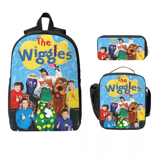 3Pcs The Wiggles School bags Set for Boy Girl Pen Bags Backpack Sets with Lunch Box For Primary School Students Daypack