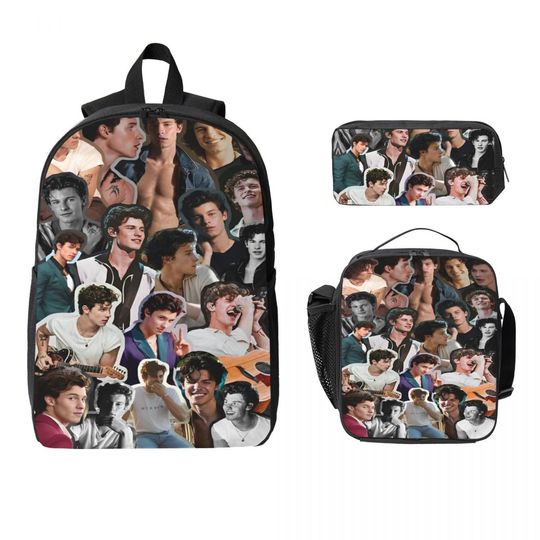 Shawn Mendes Kids Backpack Set with Lunch Box and Pencil Cases for Boys and Girls