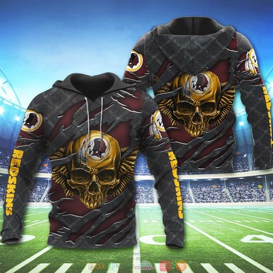 Discover football Washington Redskinss Wings Skull Pullover Hoodie