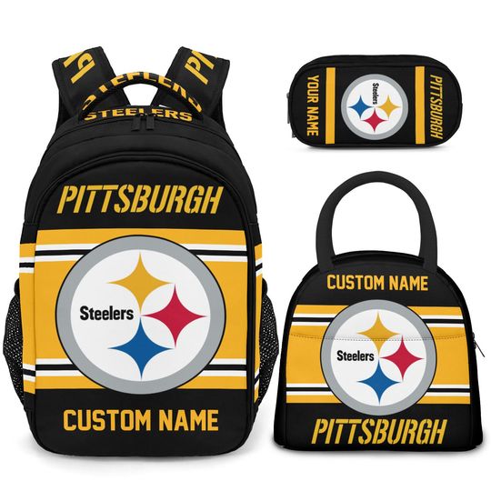 Pittisburgh Steeler Backpack Set, Custom Name,Football Fan Gift,School Bag For Kids