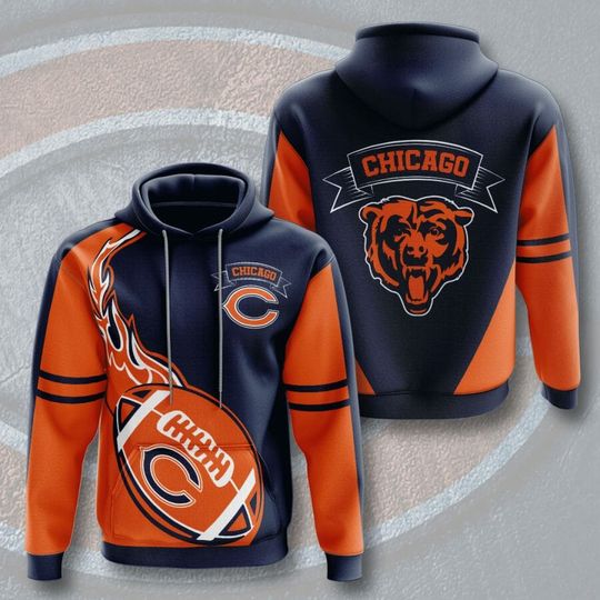 Discover football Chicago Bearss Dark Navy Orange Pullover Hoodie