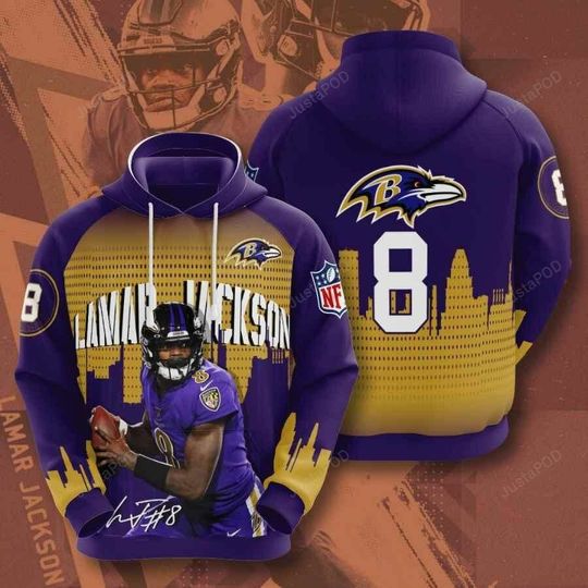 football Baltimore Ravenss Lamar Jackson Purple Pullover Hoodie