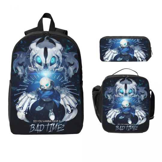 Undertale Sans School Backpack Set 3Pcs with Lunch Box for Students Girls Boys