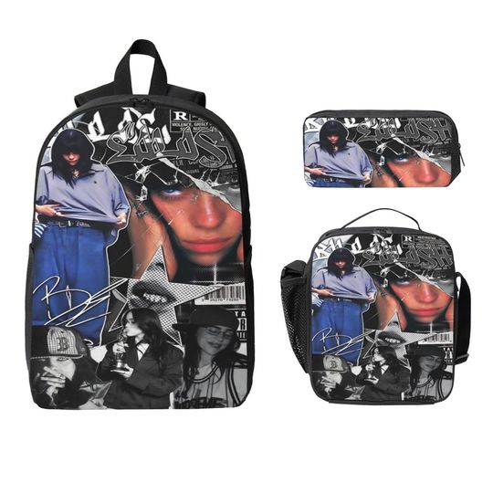 Billie Eilish 3-Piece Kids School Bag Set with Lunch Box and Pen Bags