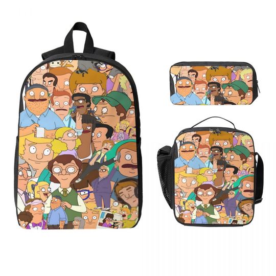 Bob Burgers Thanksgiving Kids Backpack Lunch Box Pencil Case Set for Boys and Girls