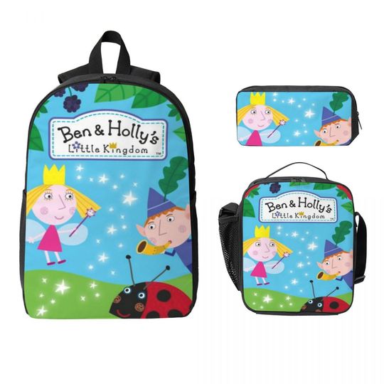 Ben and Holly's Kingdom Backpack Set for Kids with Lunch Box and Pen Bag